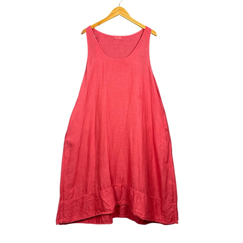 CP Shades Dress Womens XL Coral Pink Linen Sleeveless Midi Pockets Lagom Boho